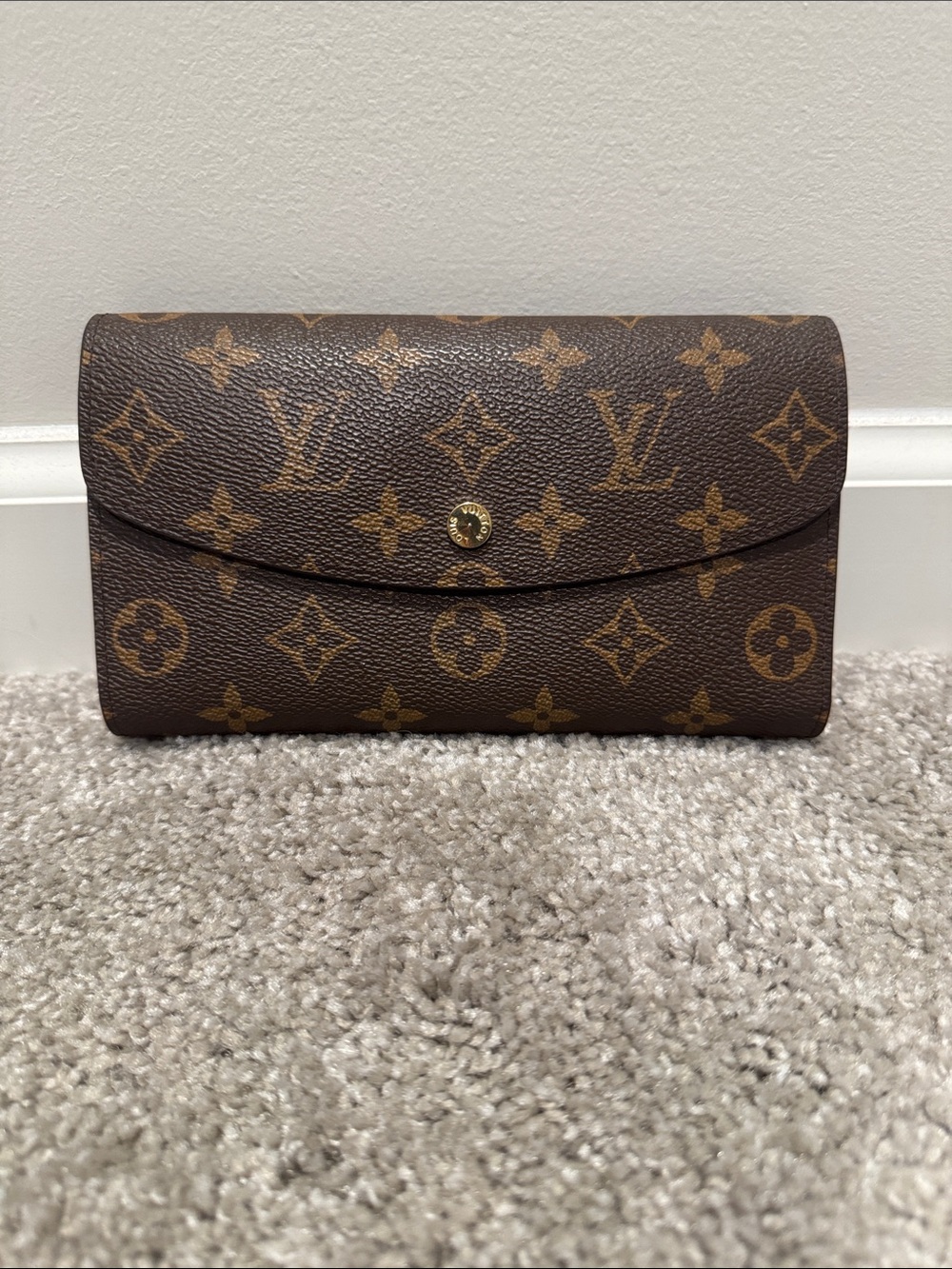 Louis Vuitton Brown Monogram Continental Wallet with Gold Snap